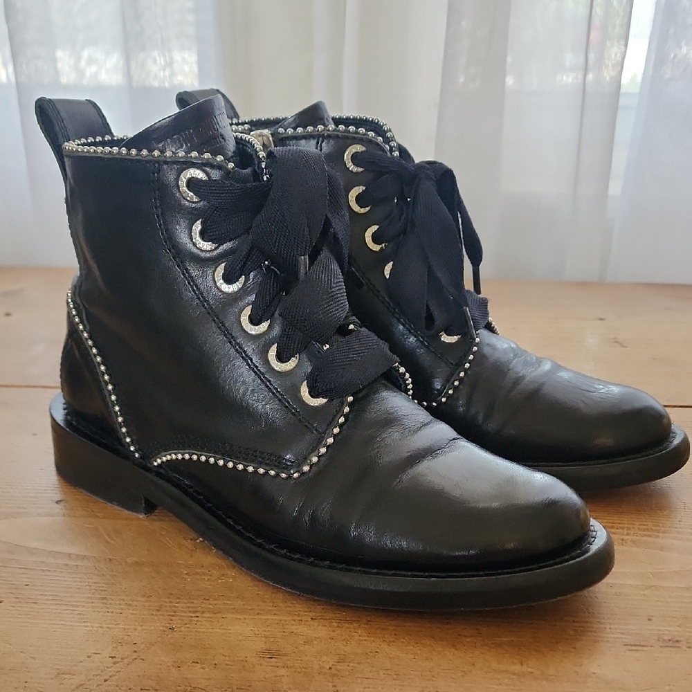 Zadig & Voltaire Black Laureen Roma Combat Boots